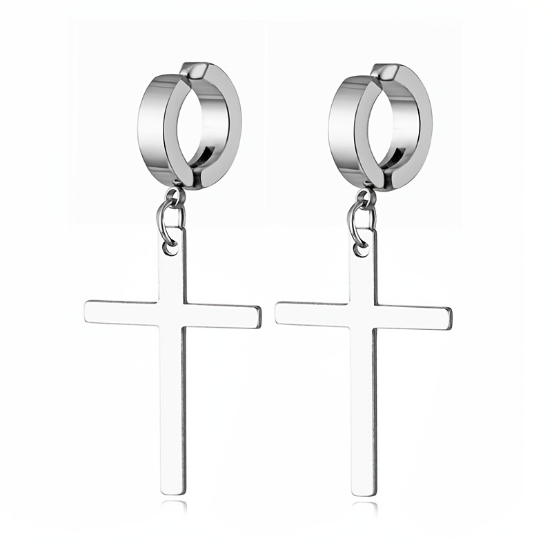 Men's Stainless Steel Cross Ear Clips